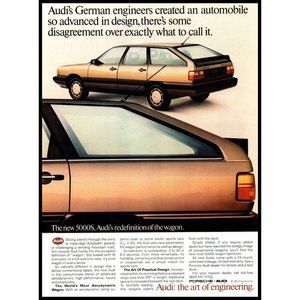 1984 Audi 5000S Station Wagon Estate Car Vintage Print Ad Sportwagon Wall Art